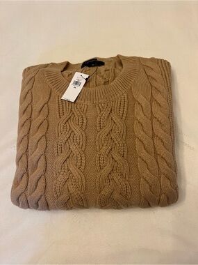 Banana Republic Women's Cable Knit Crewneck Sweater - Camel Brown
